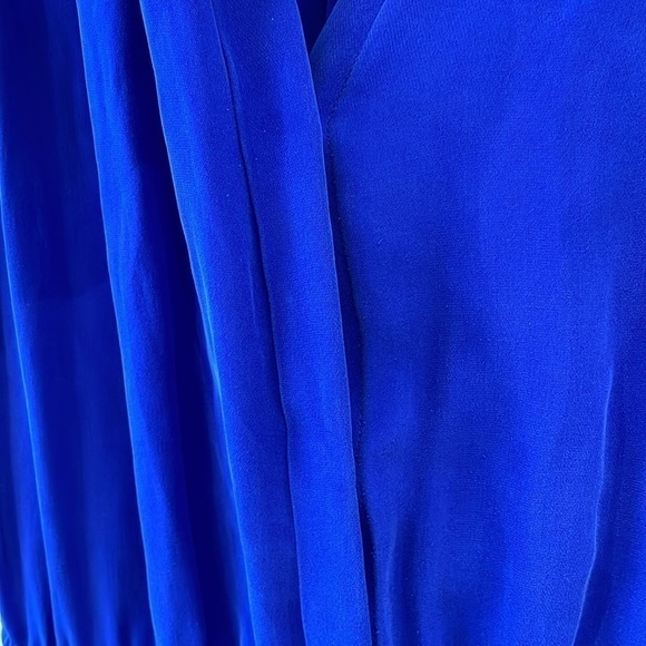 Babaton Aritzia Silk Sleeveless Dress Blue Drawstring Pockets Button Down XXS - Picture 4 of 7